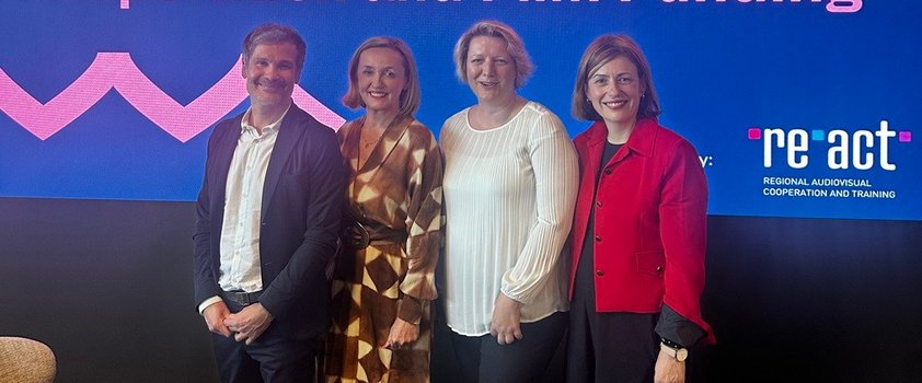 Alessandro Gropplero (managing director, Friuli Venezia-Giulia Audiovisual Fund), Nataša Bučar (managing director, Slovenian Film Centre), Maja Vukić (deputy chief executive officer, Croatian Audiovisual Centre) and Aleksandra Božović (managing director, 