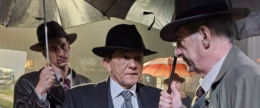 Dragan Bjelogrlić, Jurij Drevenšek in Miki Manojlović v filmu Varuhi formule. Foto Arhiv Perfo