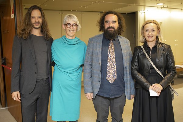 Peter Baroš (pomočnik generalnega direktorja CD), Nina Ukmar (vodja kabineta ministrice za kulturo), Jure Novak (generalni direktor CD), Nataša Bučar (direktorica SFC) - Foto: Urška Boljkovac